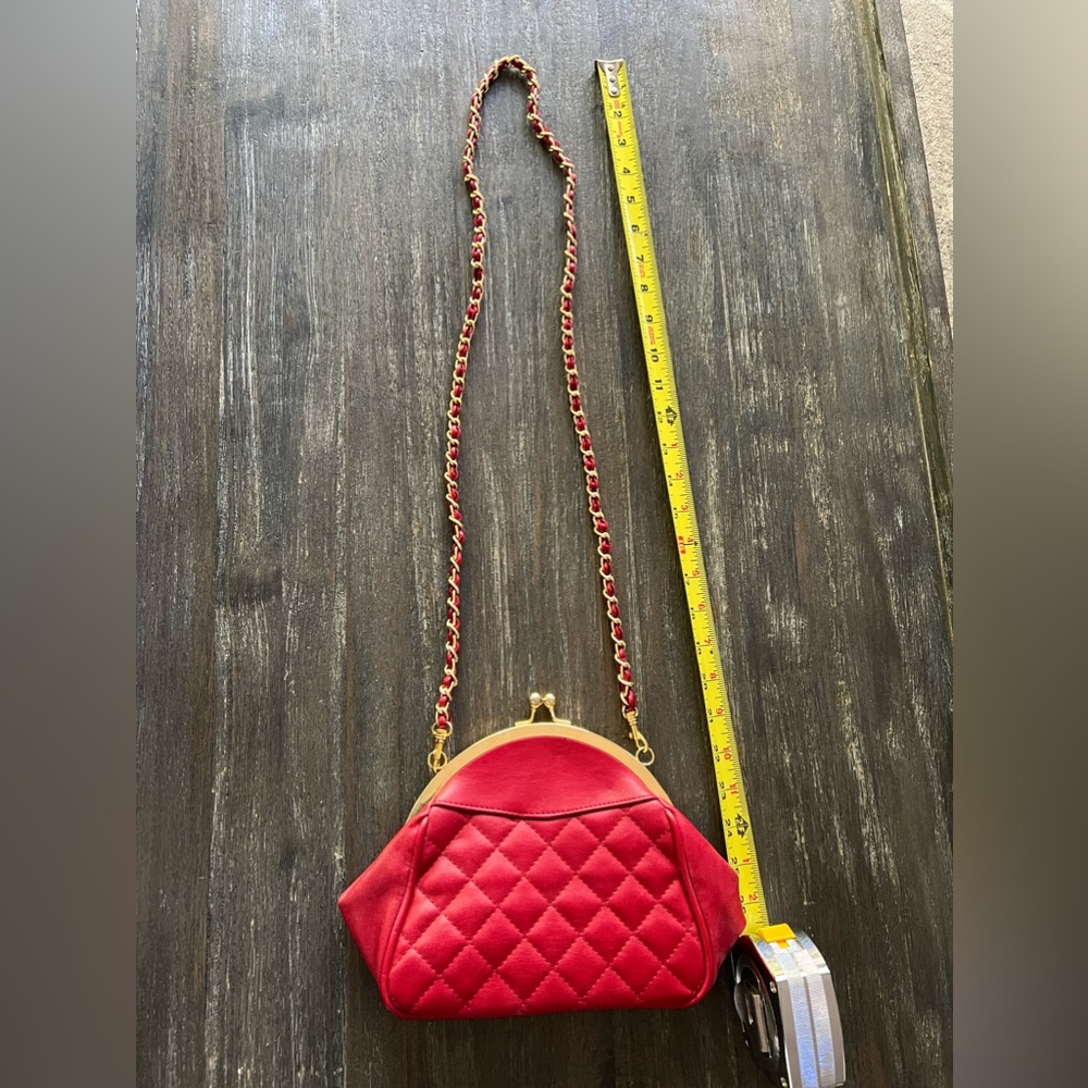 TANDEM vintage red leather crossbody purse.